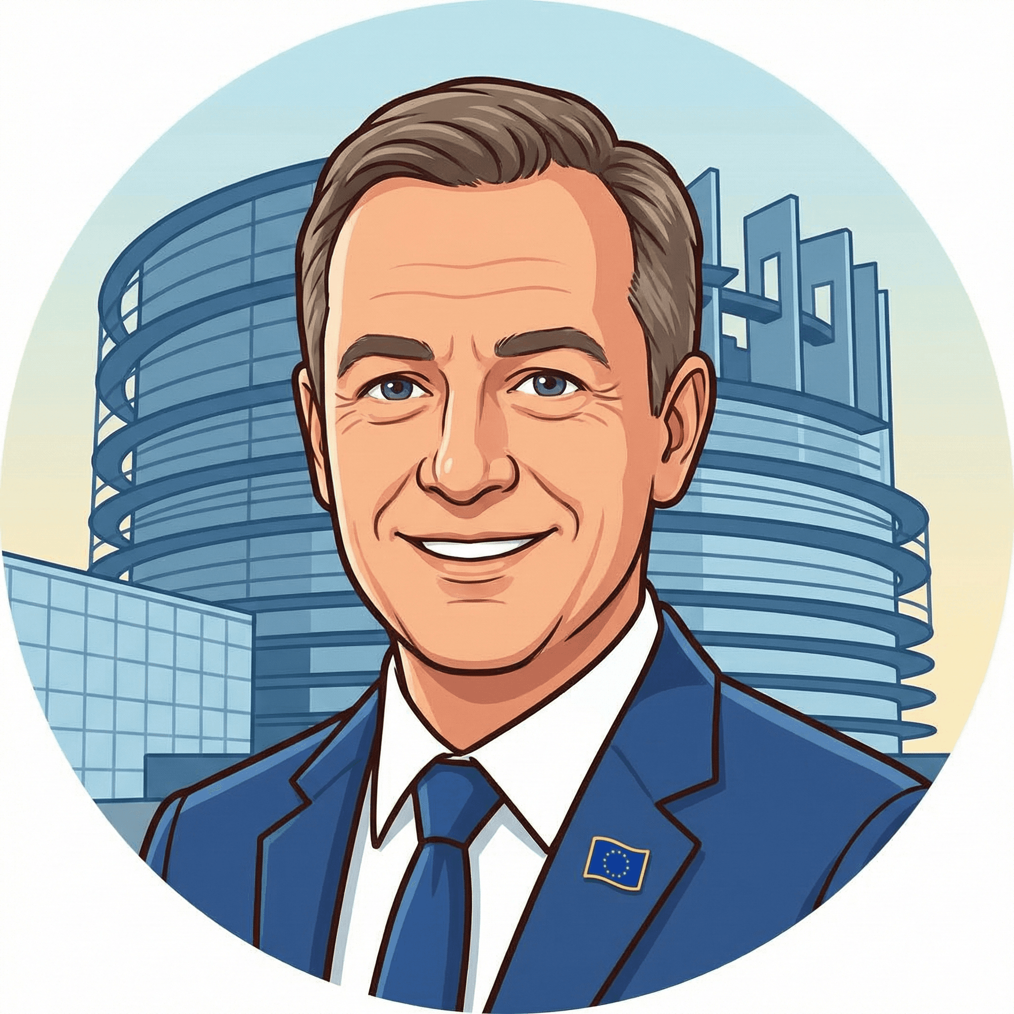 Young person with wavy hair poses confidently in sunlight against a modern building backdrop. Wears a black blazer and silver necklace, conveying elegance.