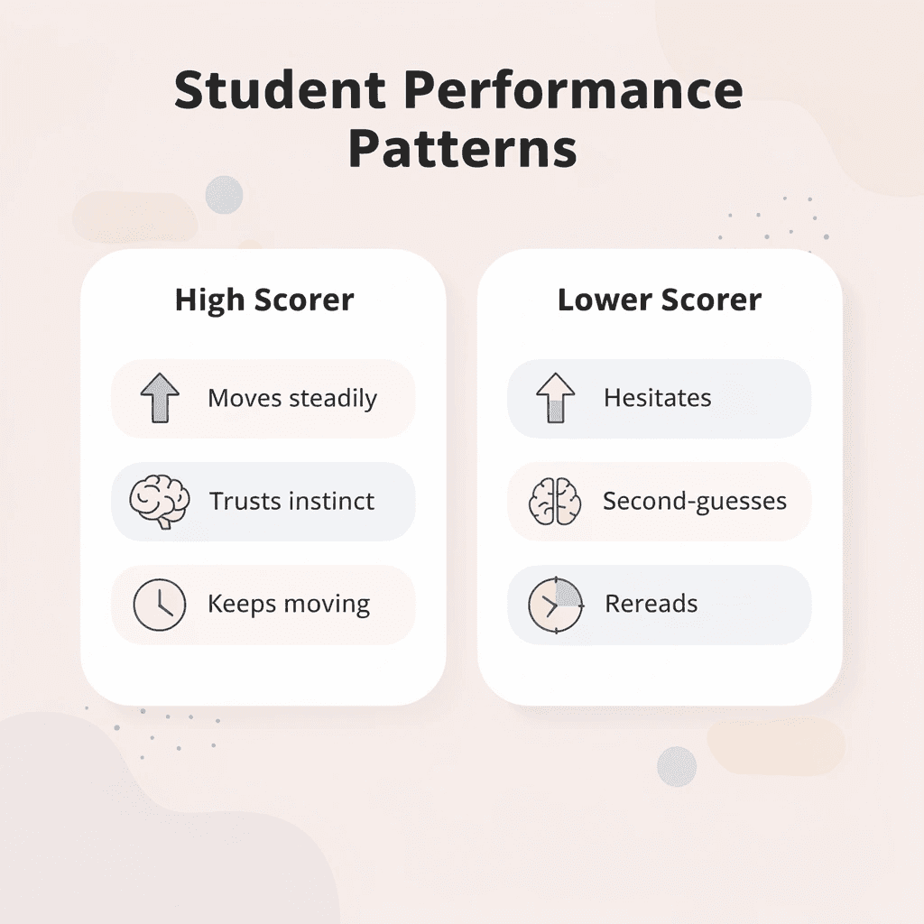 Comparison of high-scoring vs lower-scoring student behaviors