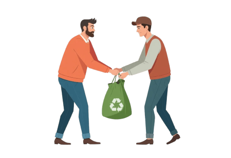 Lesser pickup service collecting recyclables from doorstep