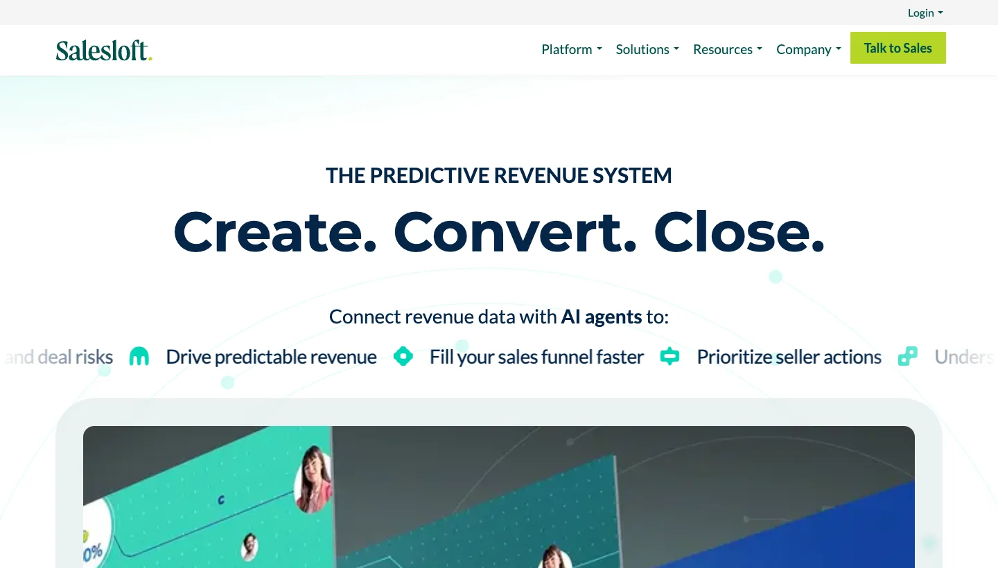 Salesloft homepage: AI revenue orchestration and sales engagement platform