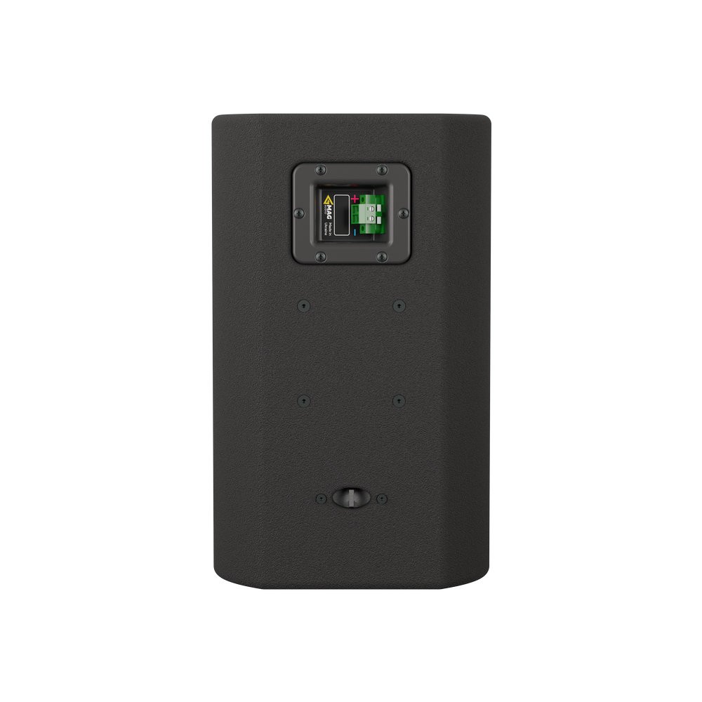 Black speaker with terminal connectors and handle
