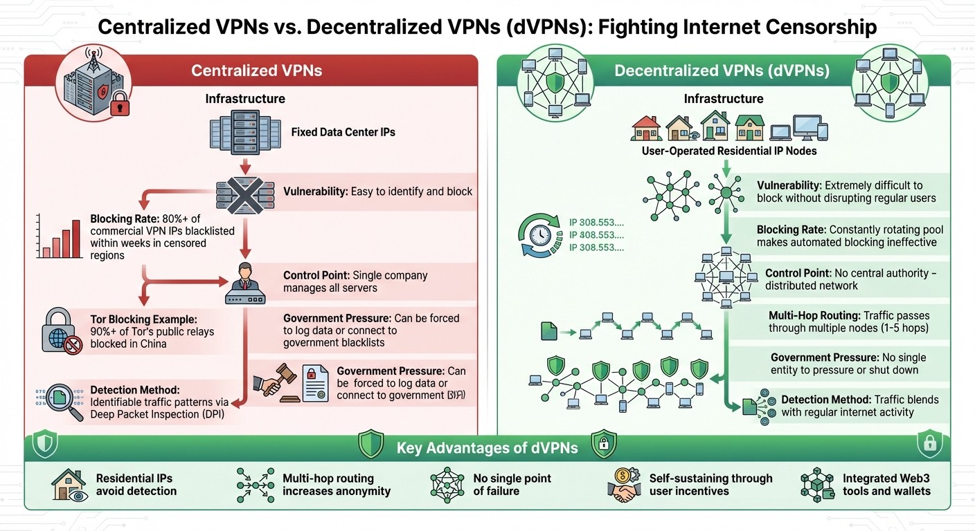 Centralized VPNs vs Decentralized VPNs: Key Differences in Fighting Censorship
