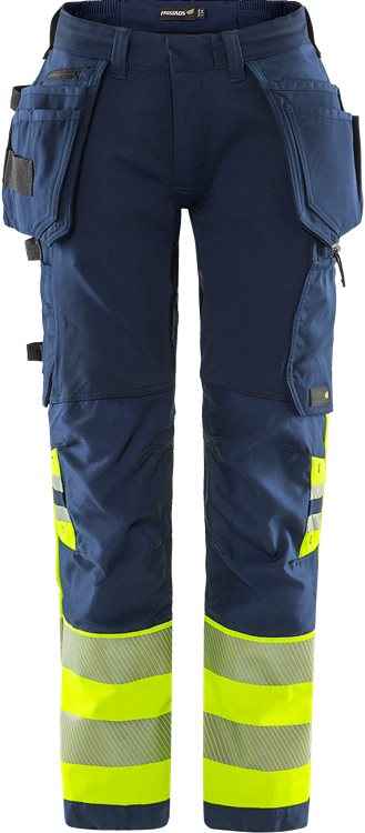 Werkkledij dames voor de bouw — FRISTADS High Vis Green werkbroek dames stretch klasse 1 2663 GSTP
