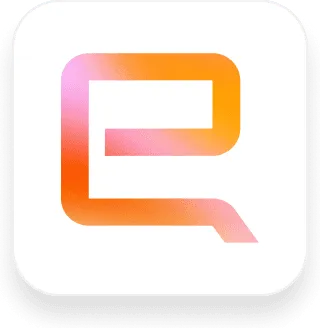 A colorful, gradient logo featuring a stylized "q" design, set against a light background.
