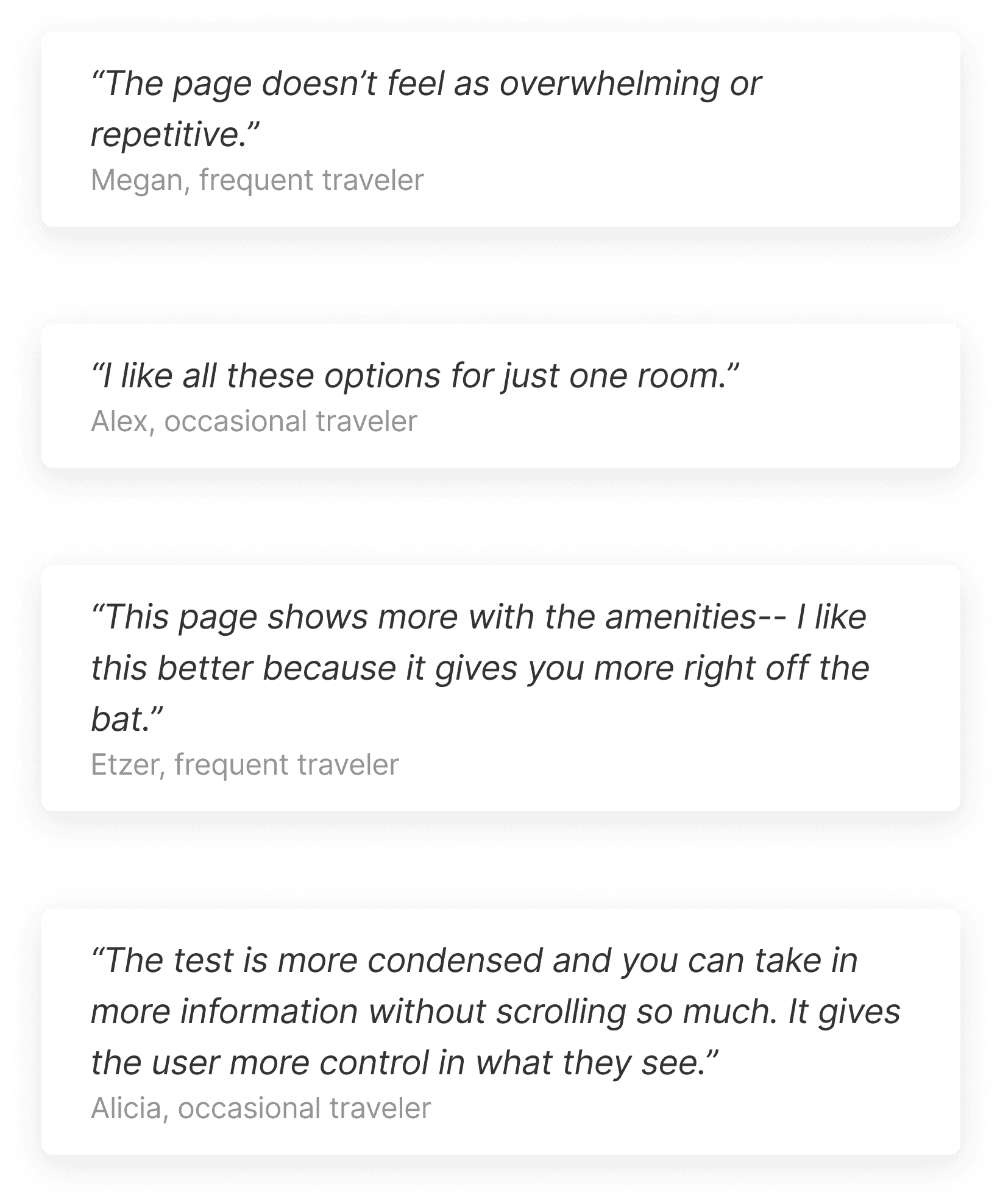 An image of the positive comments users had regarding the improved experience for room selection.