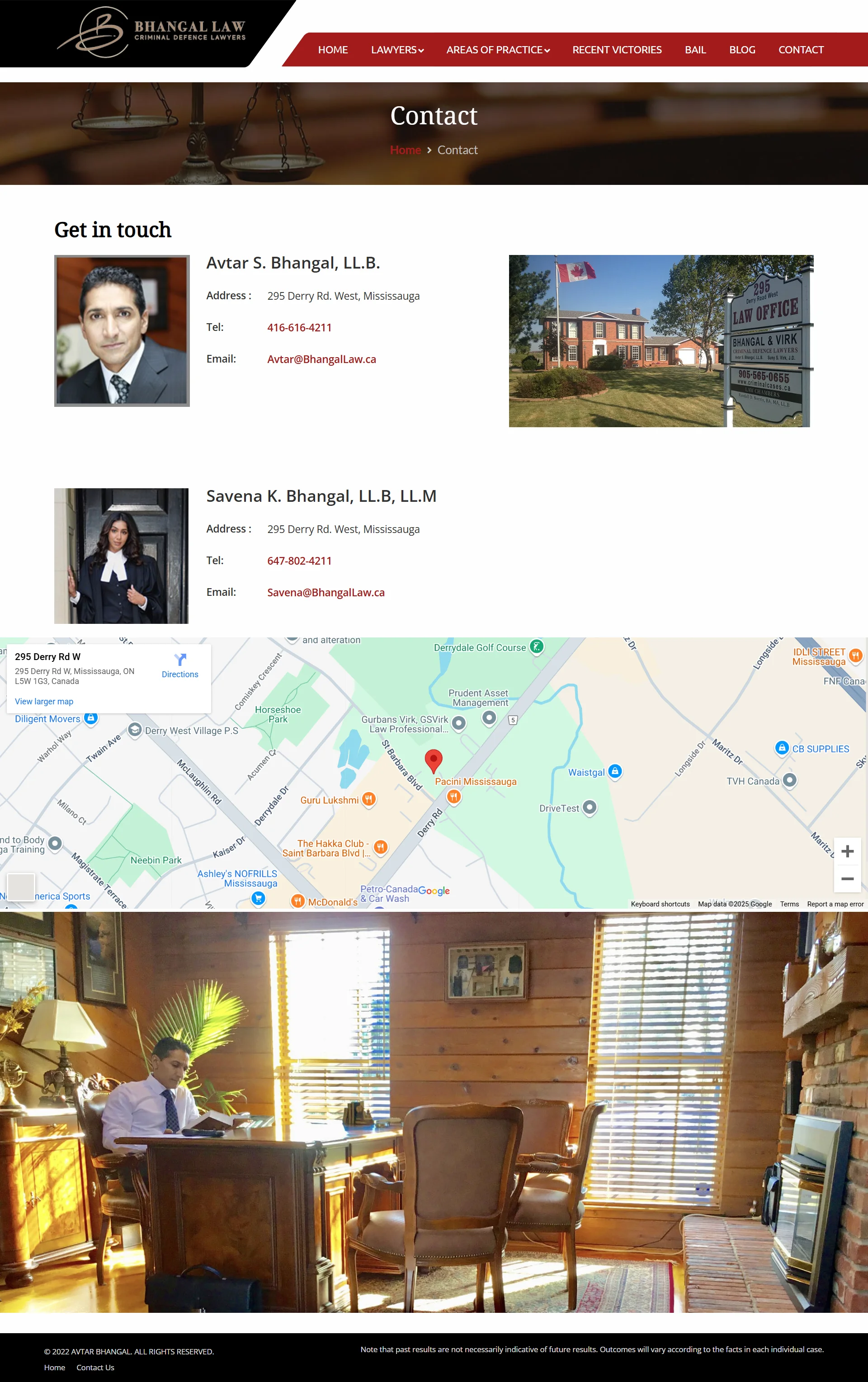contact page for bhangallaw website developed & designed by Dreams Agency Mississauga, Ontario