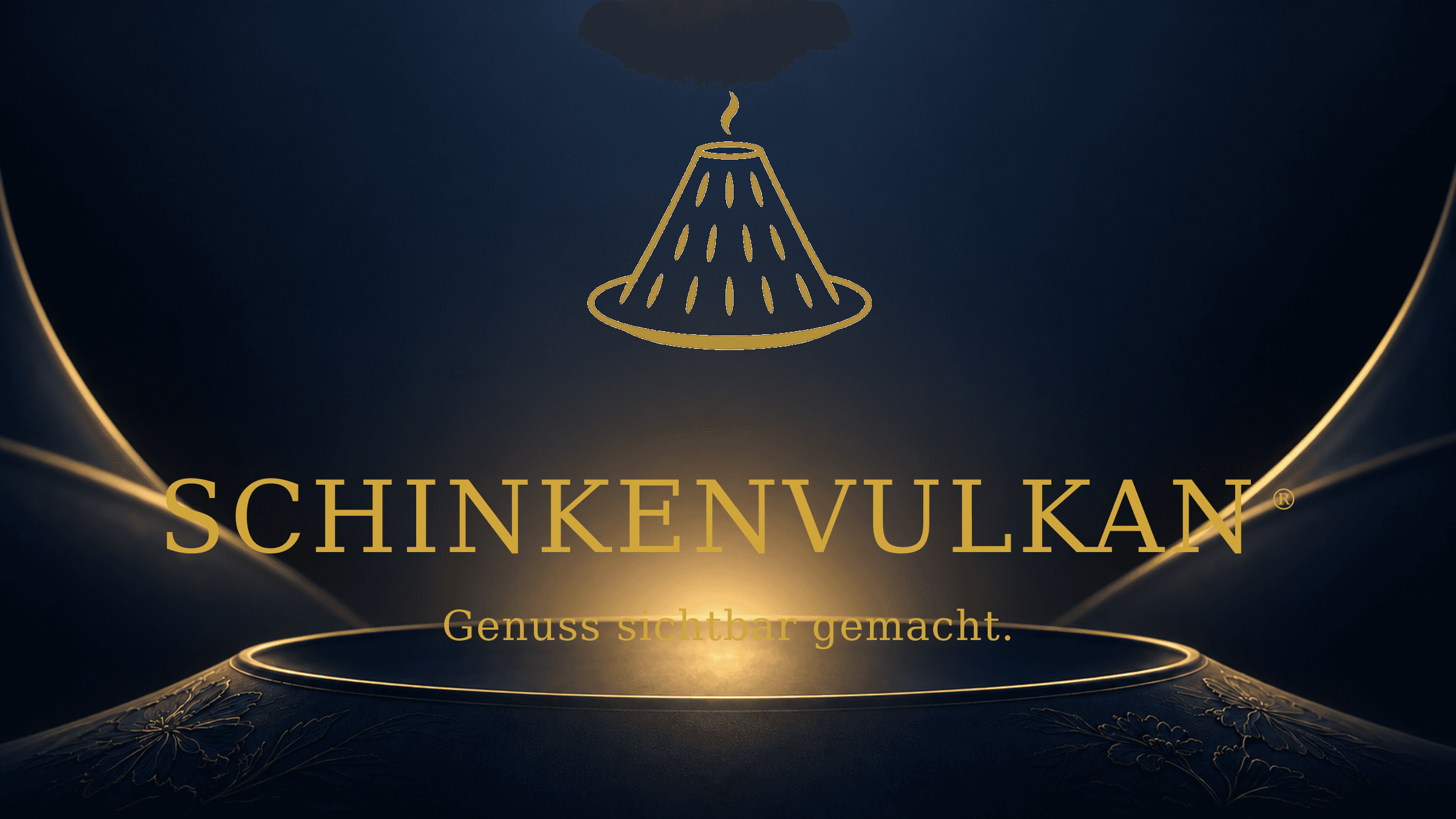 Titelkarte Schinkenvulkan® mit Claim Genuss sichtbar gemacht.