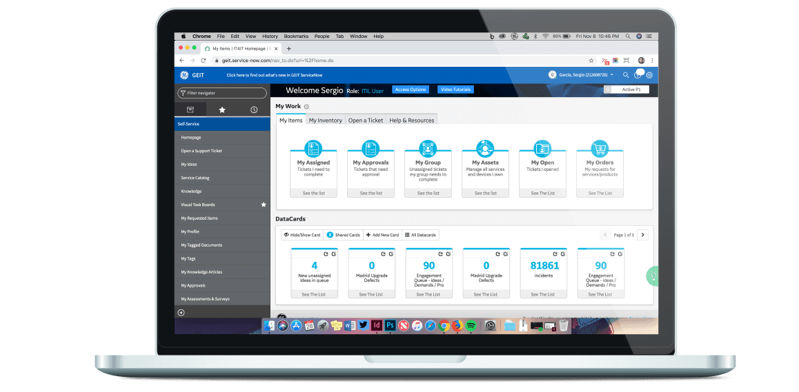 Servicenow desktop UI