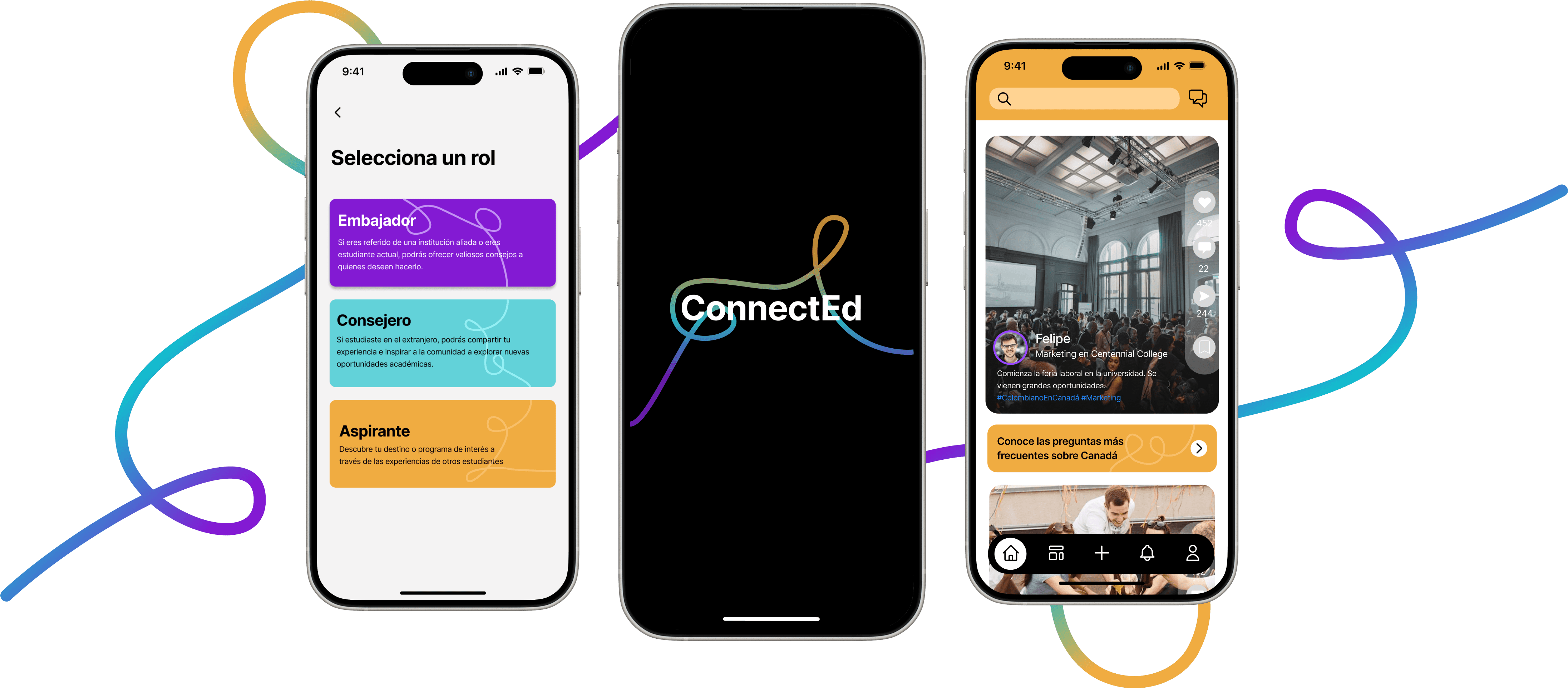 three main screens of connected