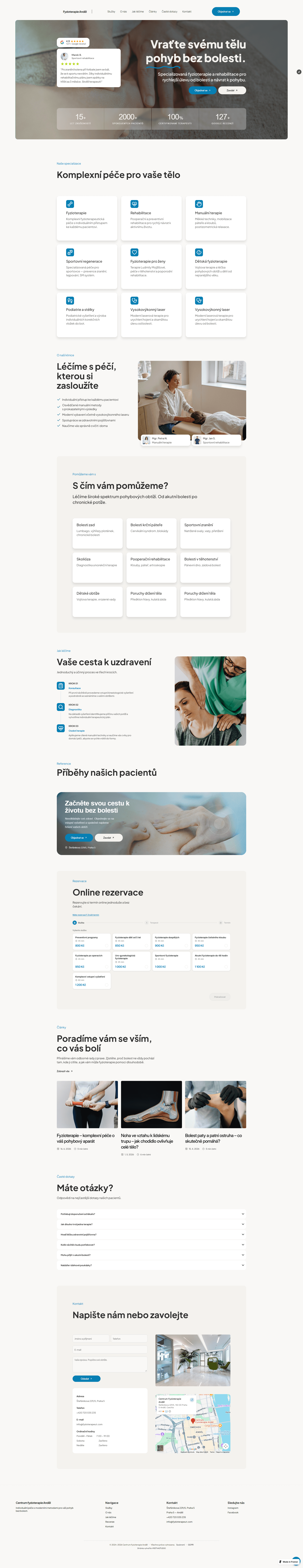 Web pro fyzioterapeuty Physiocare - rezervační systém.