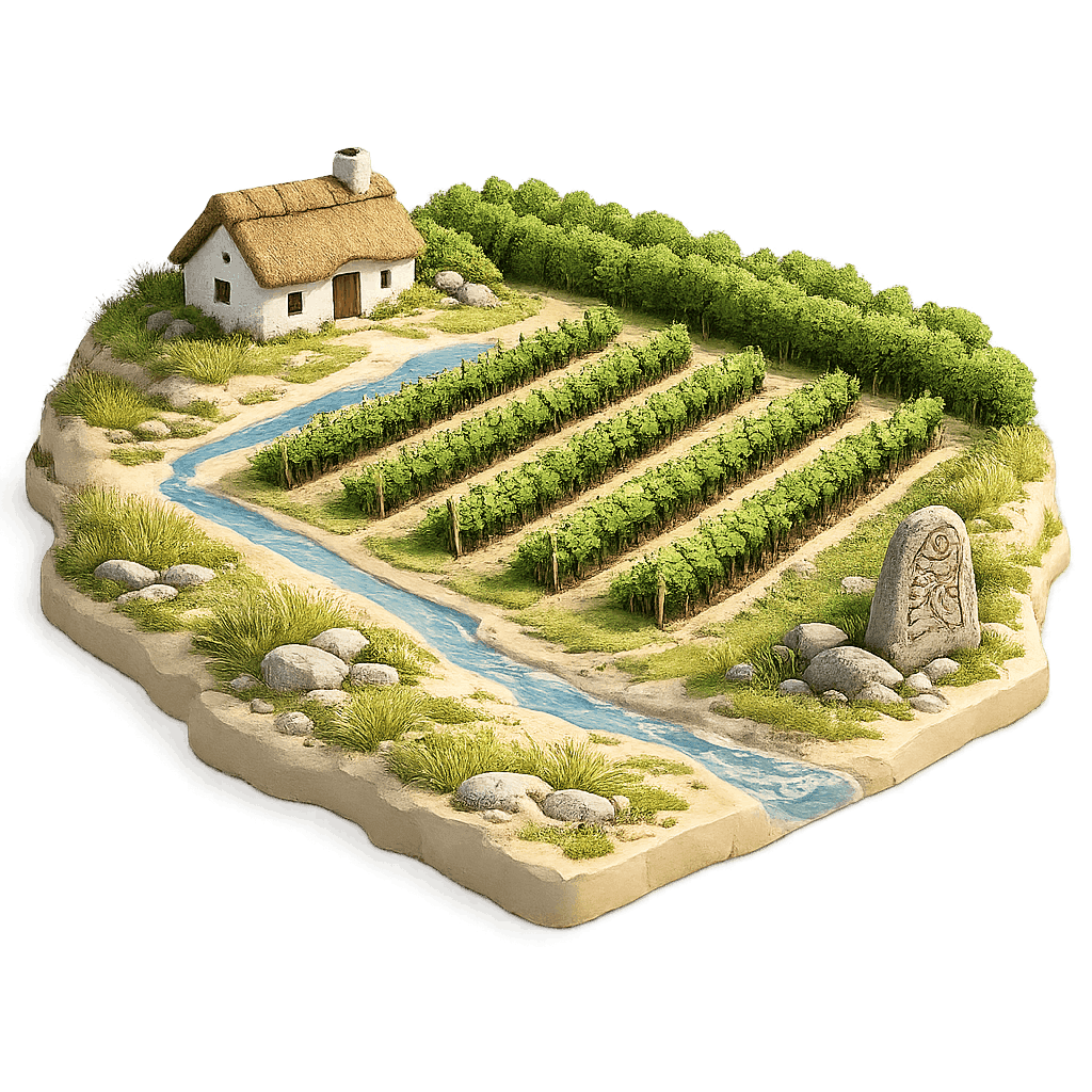 Artistic illustration of the Jylland wine region.