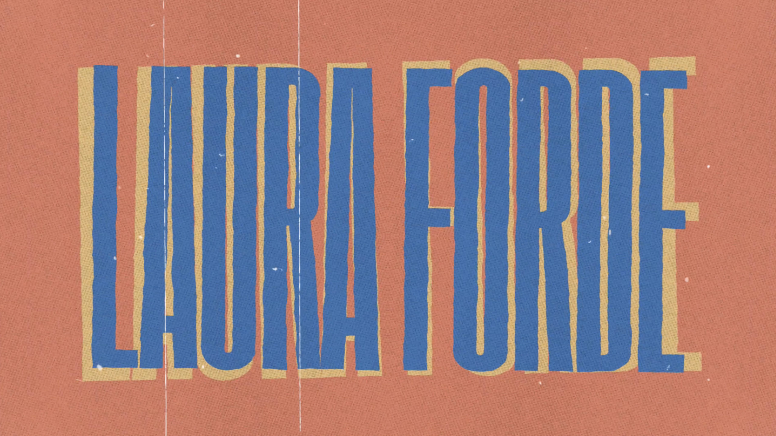 laura forde design in blue letters on orange background