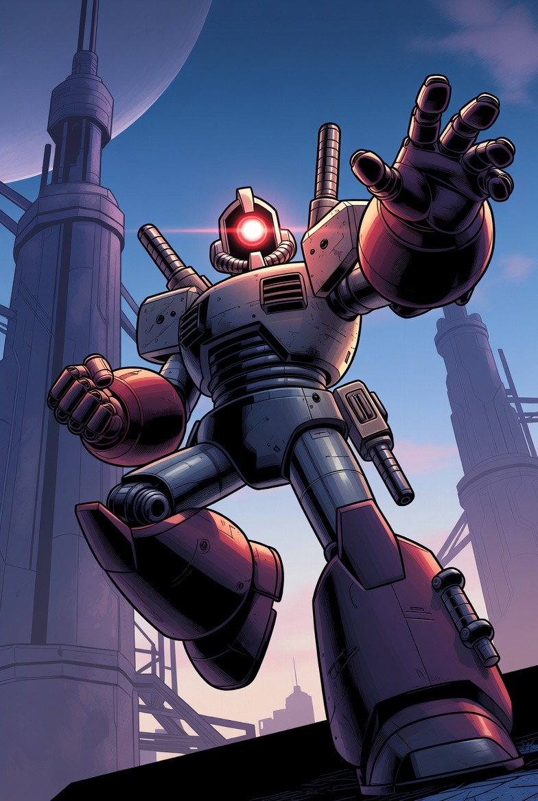 Mechman cinema-quality animated character render by Aethara