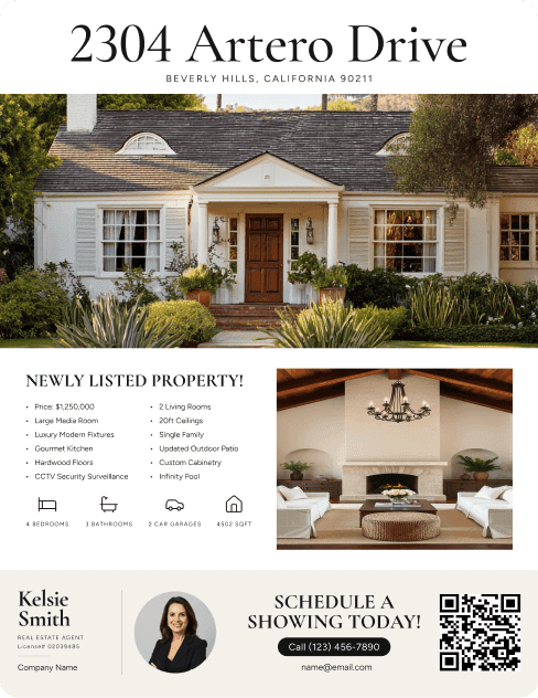 Listing flyer for 2304 Artero Drive