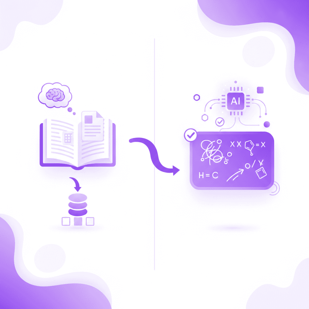 Active versus passive studying for complex chemical equations