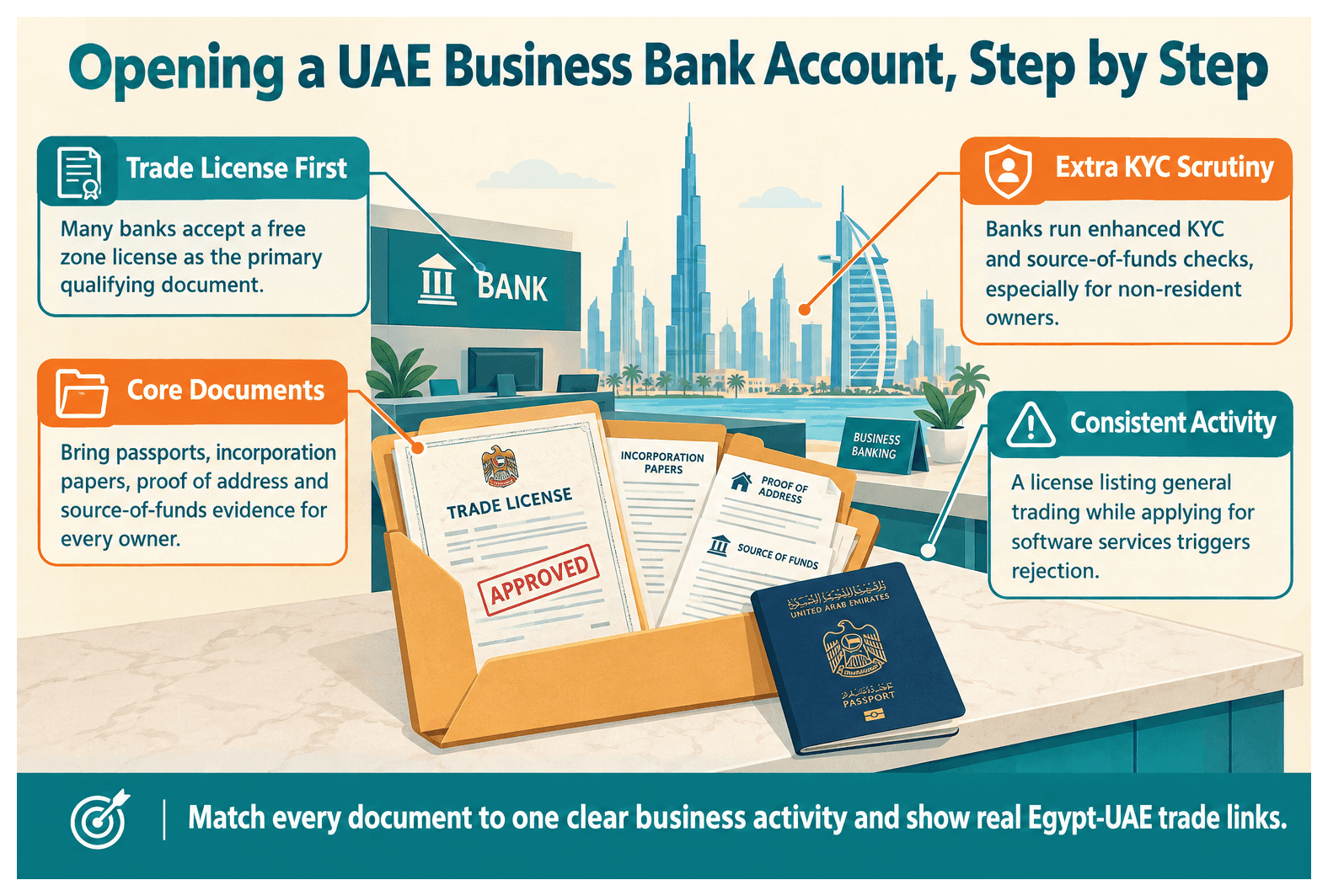 Infographic: Opening a UAE Corporate Bank Account as an Egyptian Entrepreneur