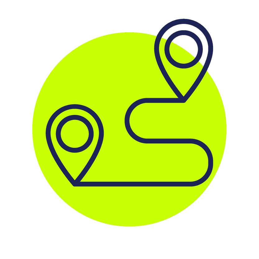 Journey between two points icon