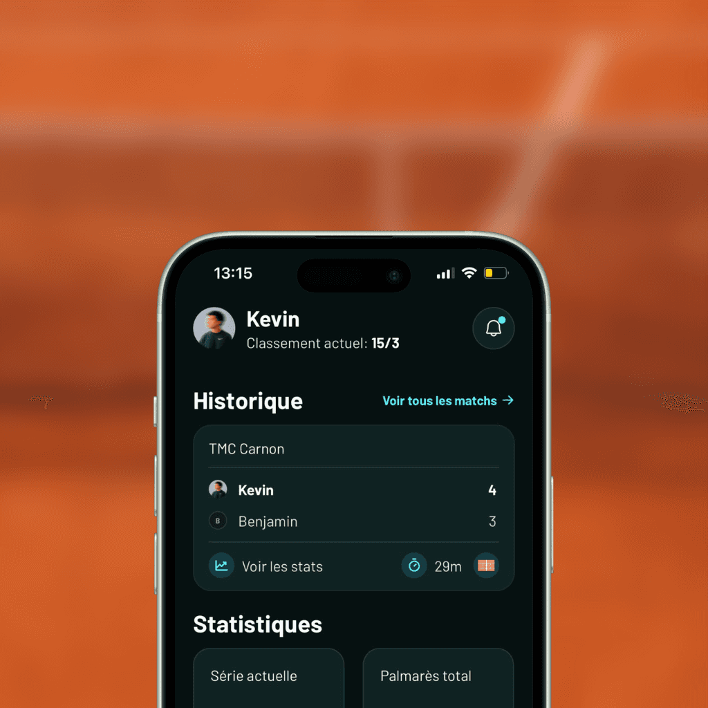 Rebound – application mobile de suivi de matchs et classements tennistiques