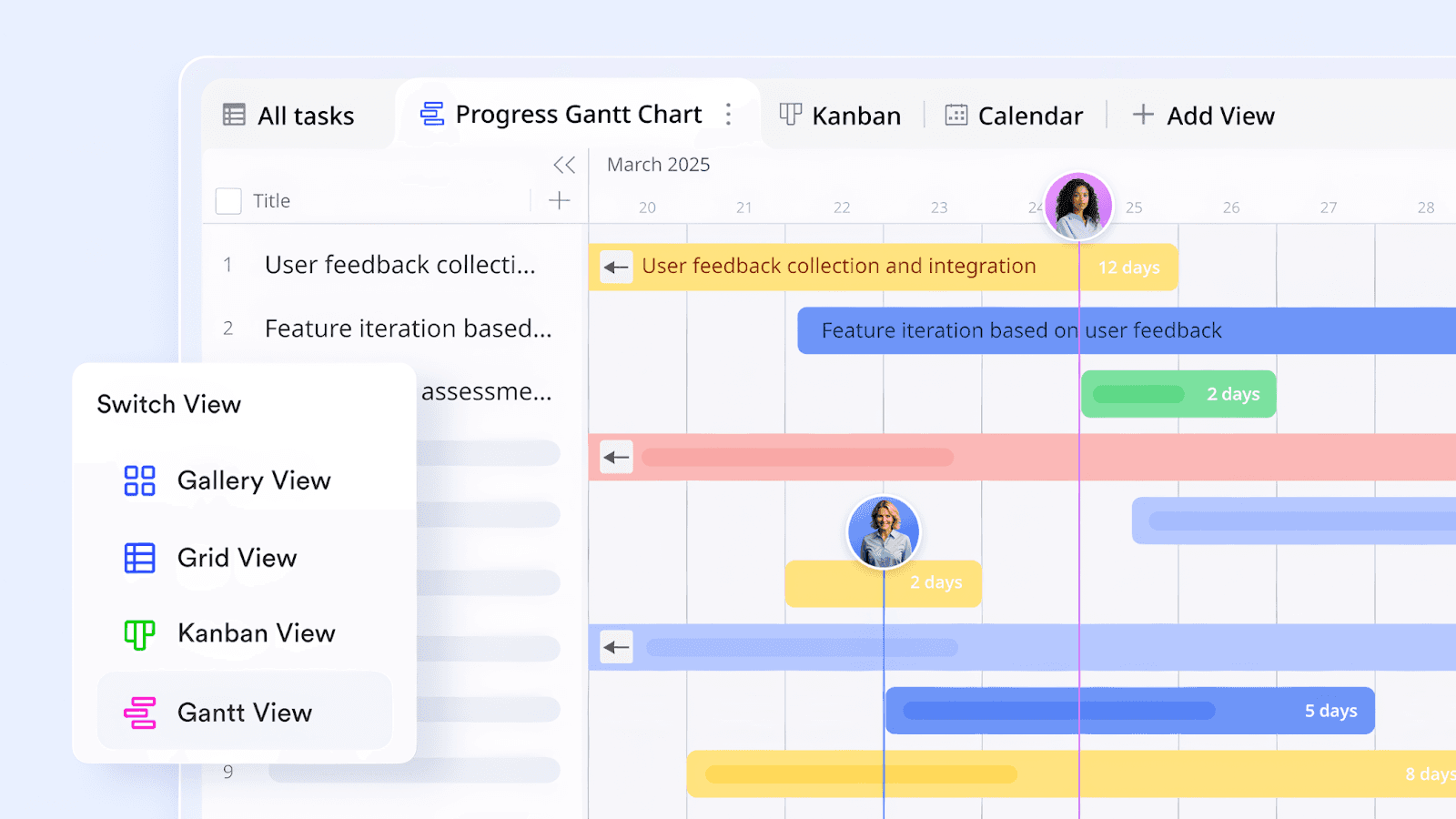 Lark Base's flexible views for visualizing project progress