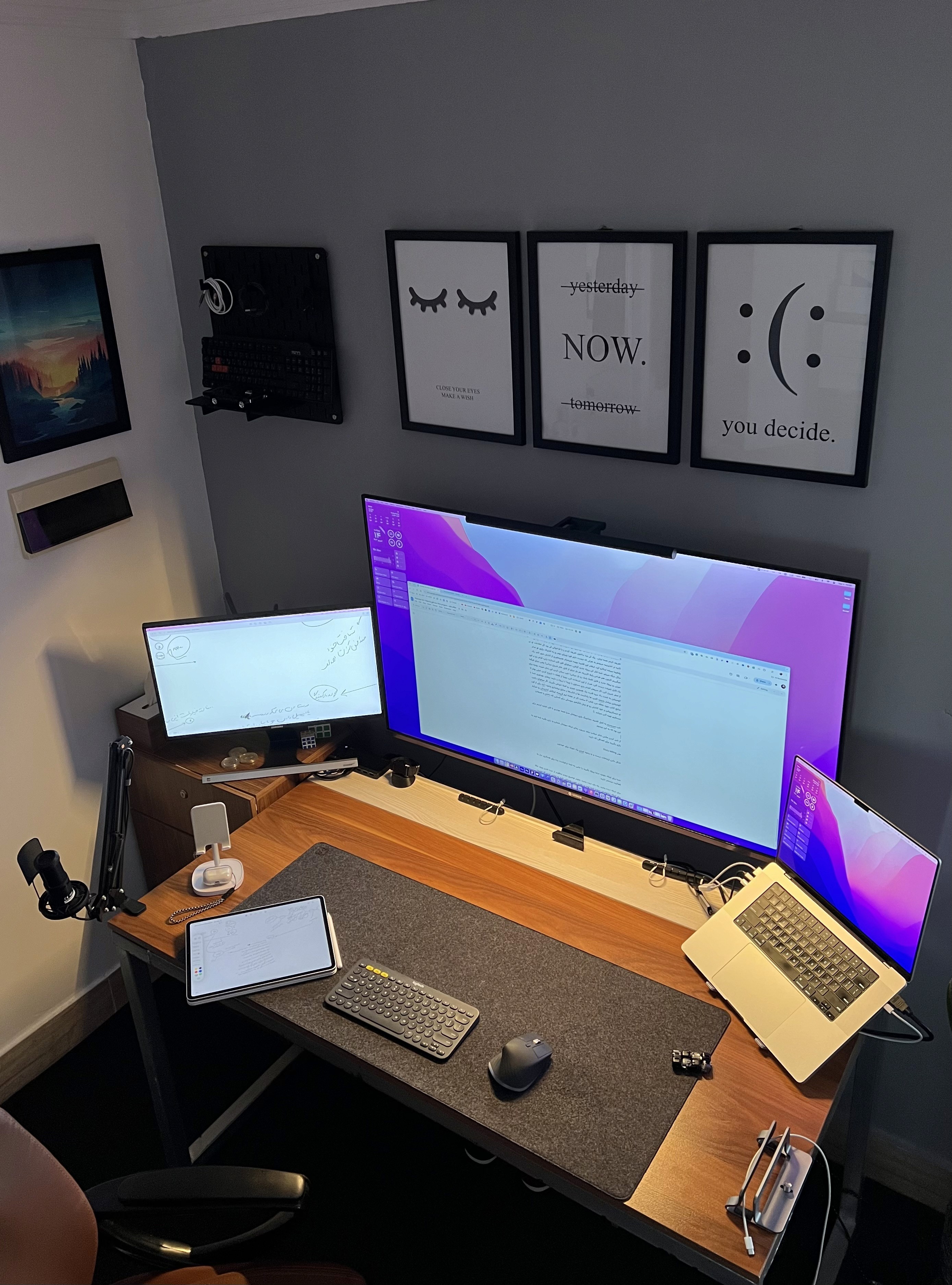 Product design workspace and desk setup