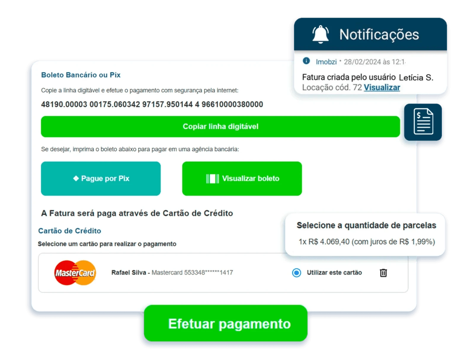 Online payment screen
