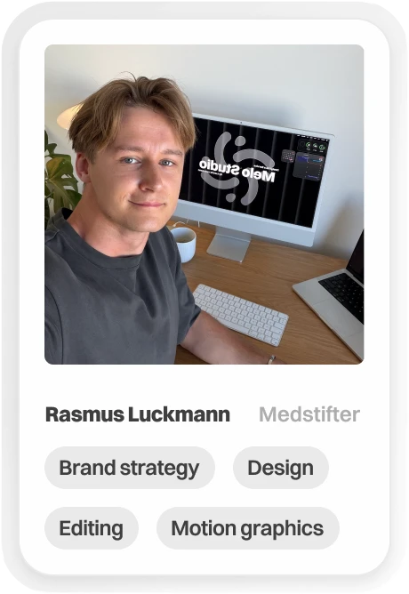 Rasmus Luckmann, medstifter af Melo Studio, ekspert indenfor: Brand strategy, Design, Editing og Motion graphics