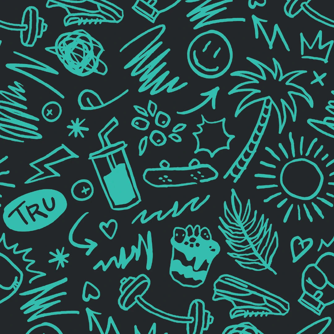 An illustrated pattern from the visual identity for TRU Bowl