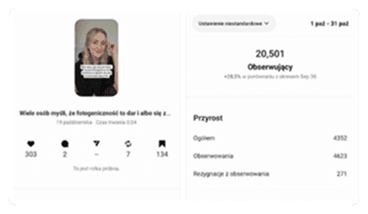 Biznes na Insta – opinia o wyzwaniu publikacji rolek, które pomogło uczestniczce określić niszę, uporządkować komunikację i osiągnąć największe dotąd zasięgi – mimo wcześniejszego udziału w różnych kursach i szkoleniach.