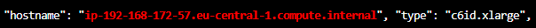 Karpenter log line showing a newly provisioned node of instance type c6id.xlarge