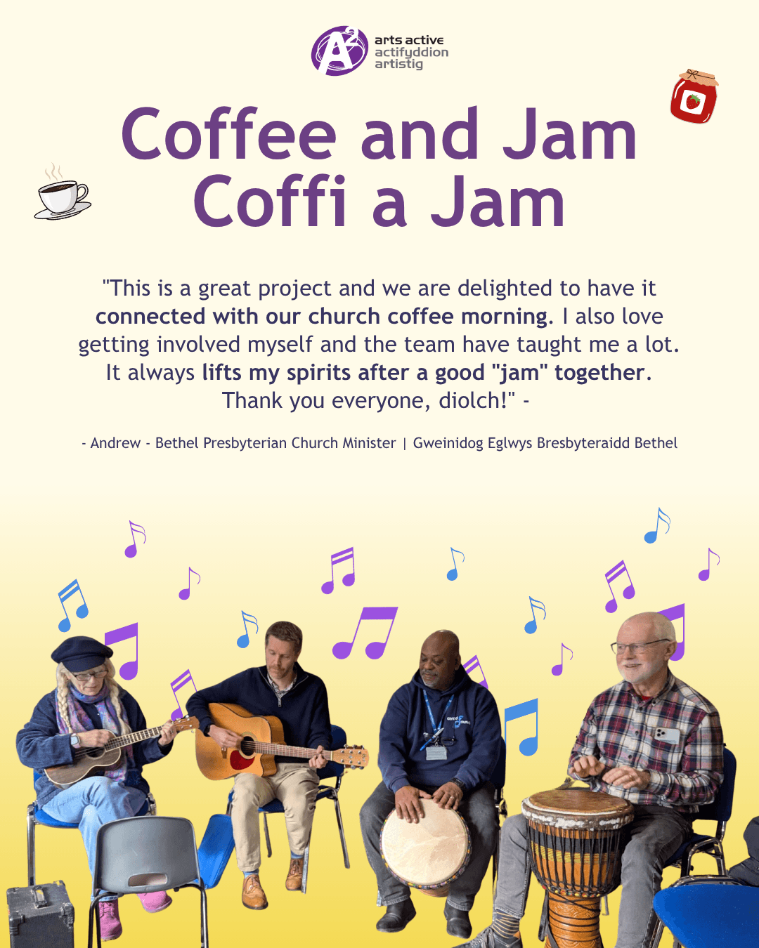 Graphic with 'sign language week' and the BSL illustrations of hands showing the signs for each letter to spell music alongside an image of a young boy with a hearing aid on his head engaging with a harp.