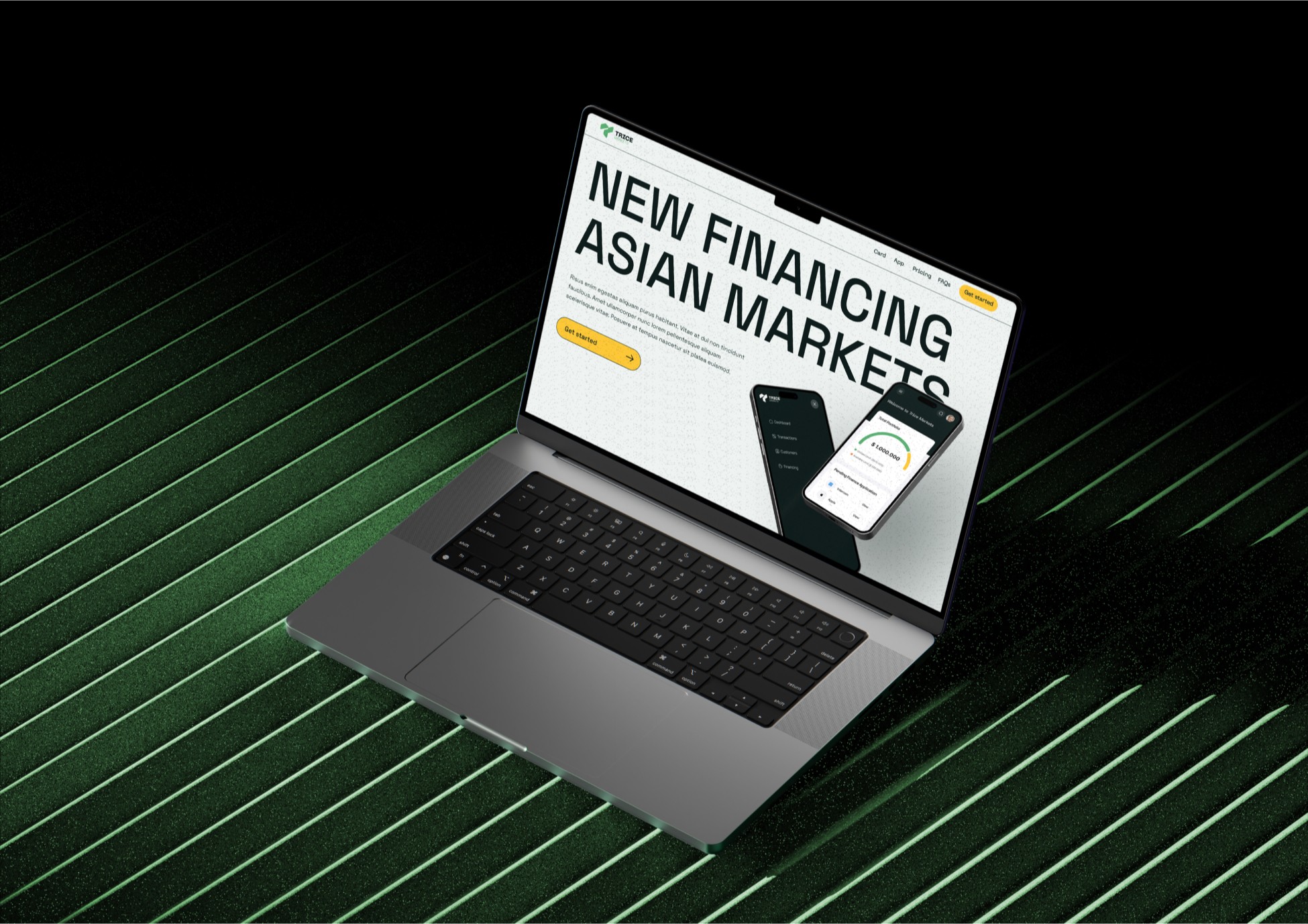 Website mockup for Trice Markets