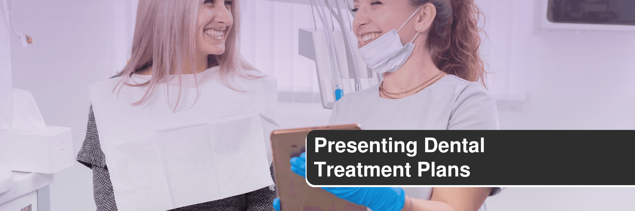 Dental professional presenting dental treatment plans to patients