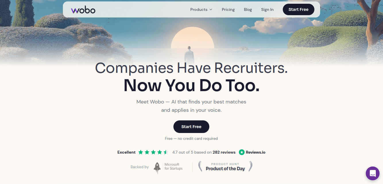 Wobo AI homepage