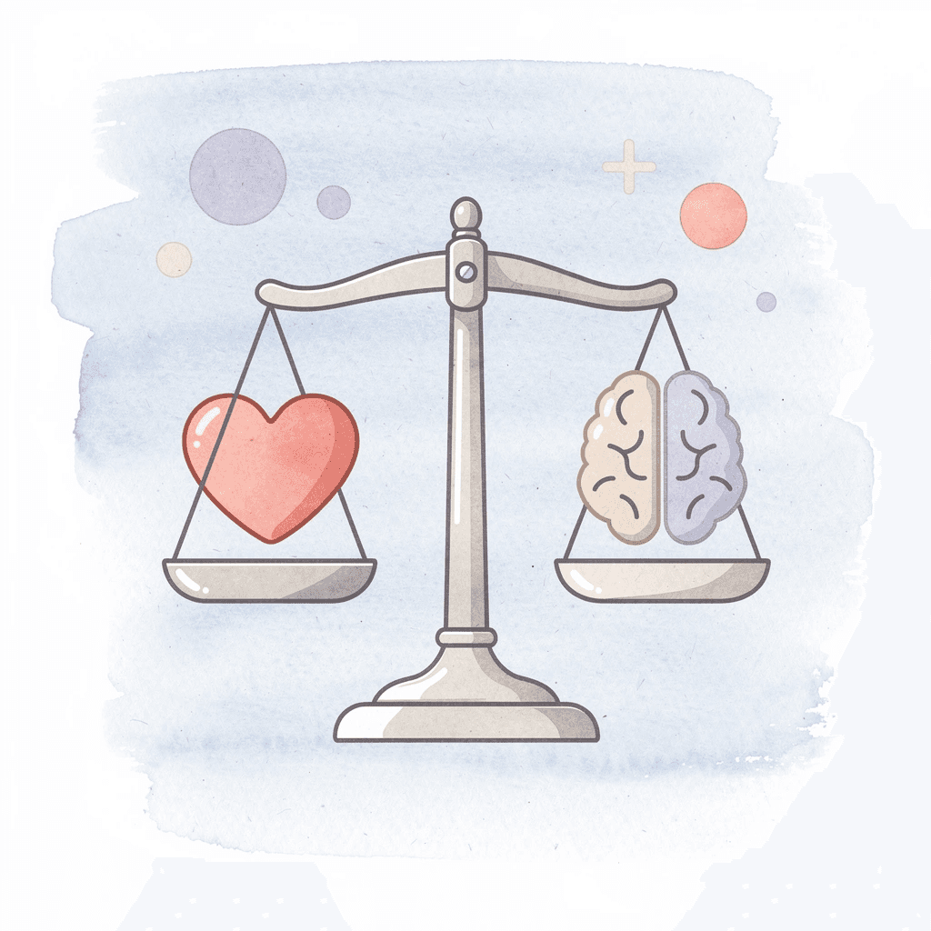 Balance scale showing structure versus creative freedom