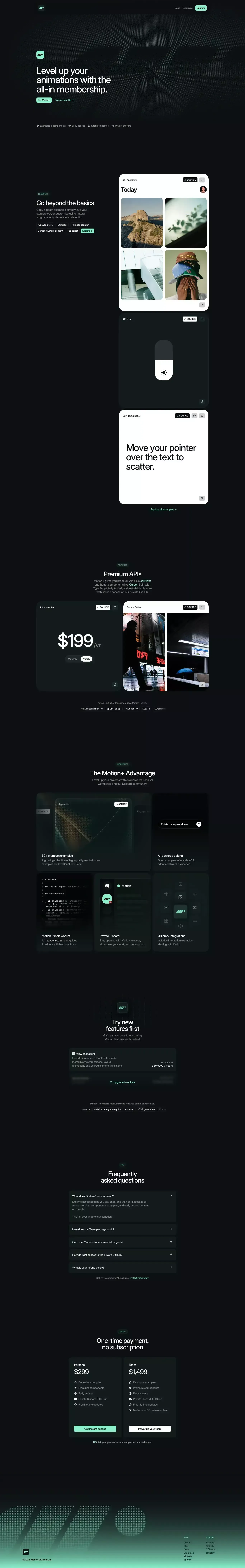 Motion+ portfolio page screenshot showcasing Design and Tech design