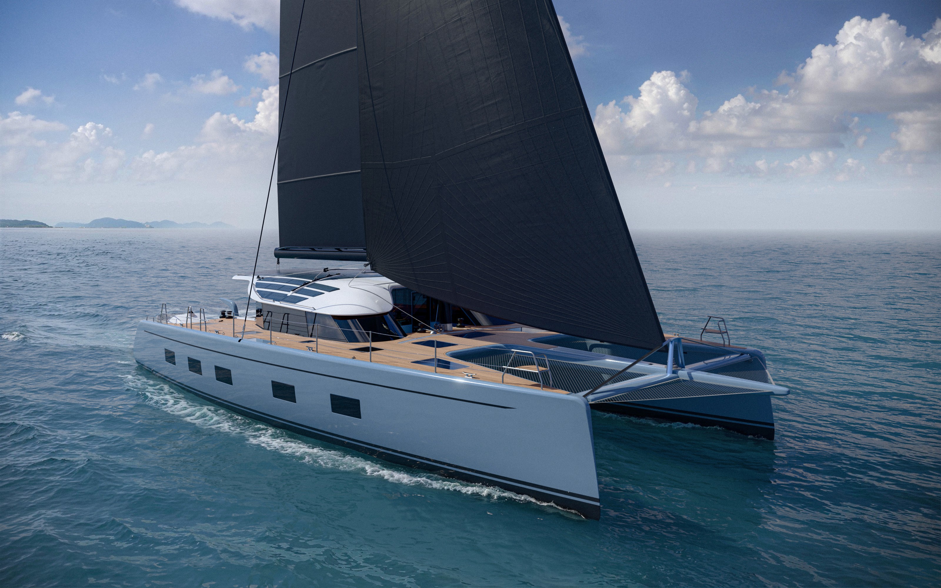 3D rendering of a sail catamaran