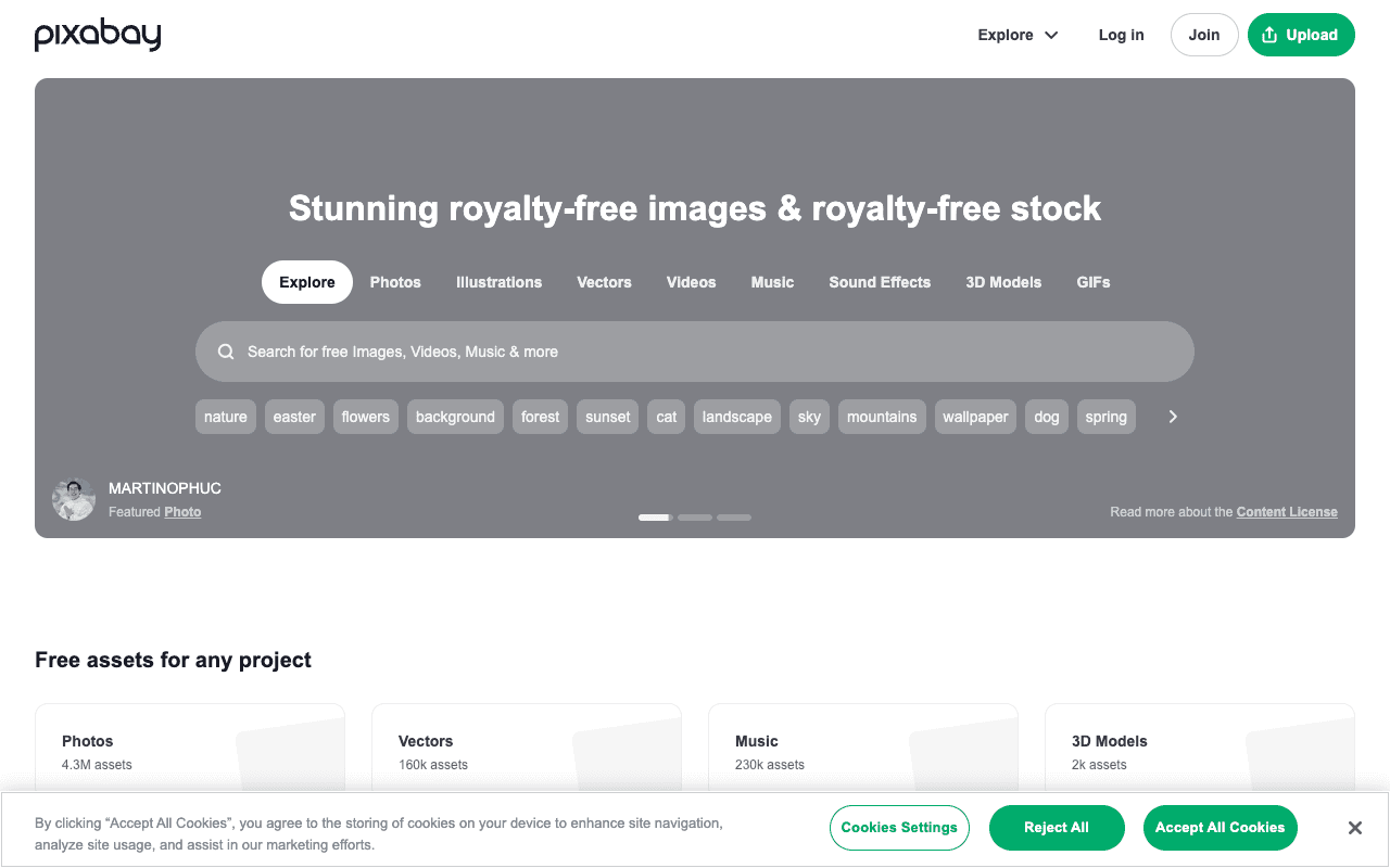 Pixabay екранна снимка