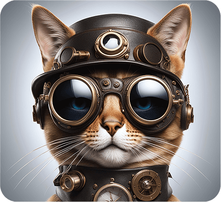 Cat with glasses in steampunk style