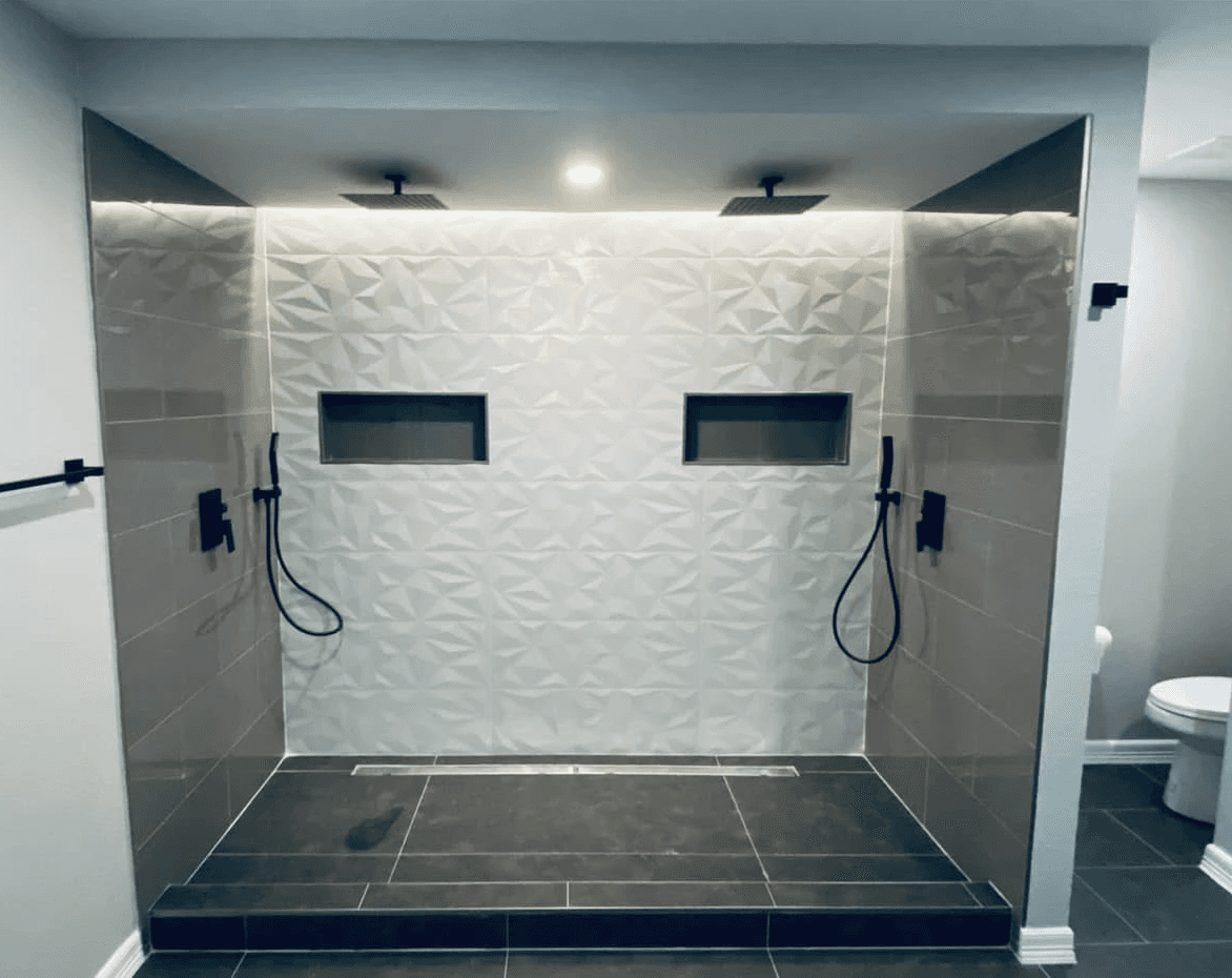 Highland Park walk-in shower remodel with custom tile
