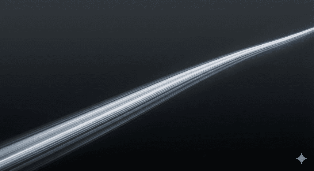 Multiple white light trails converge from the bottom left to the upper right on a black background.