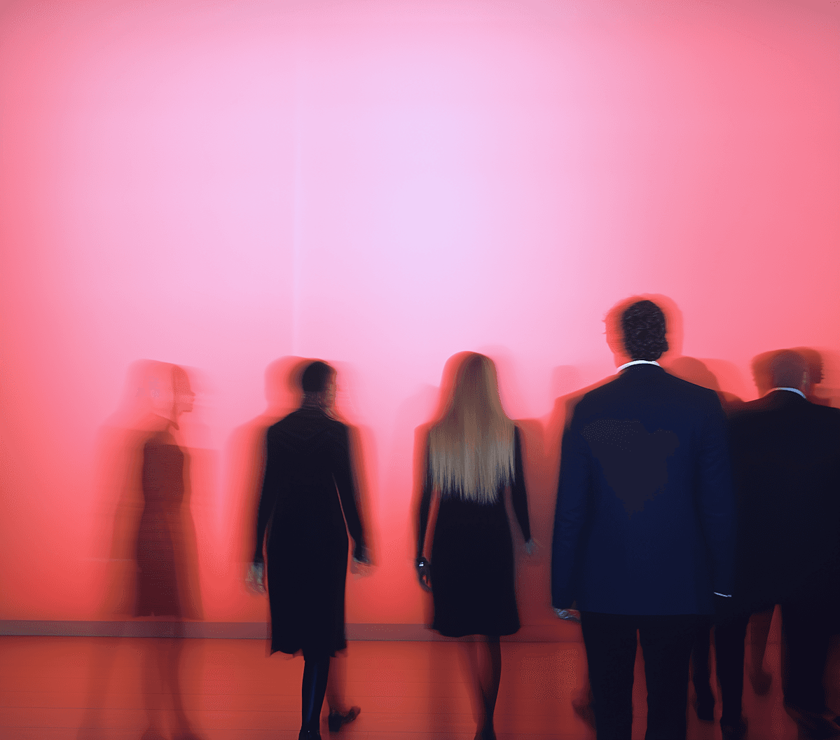 people on pink background