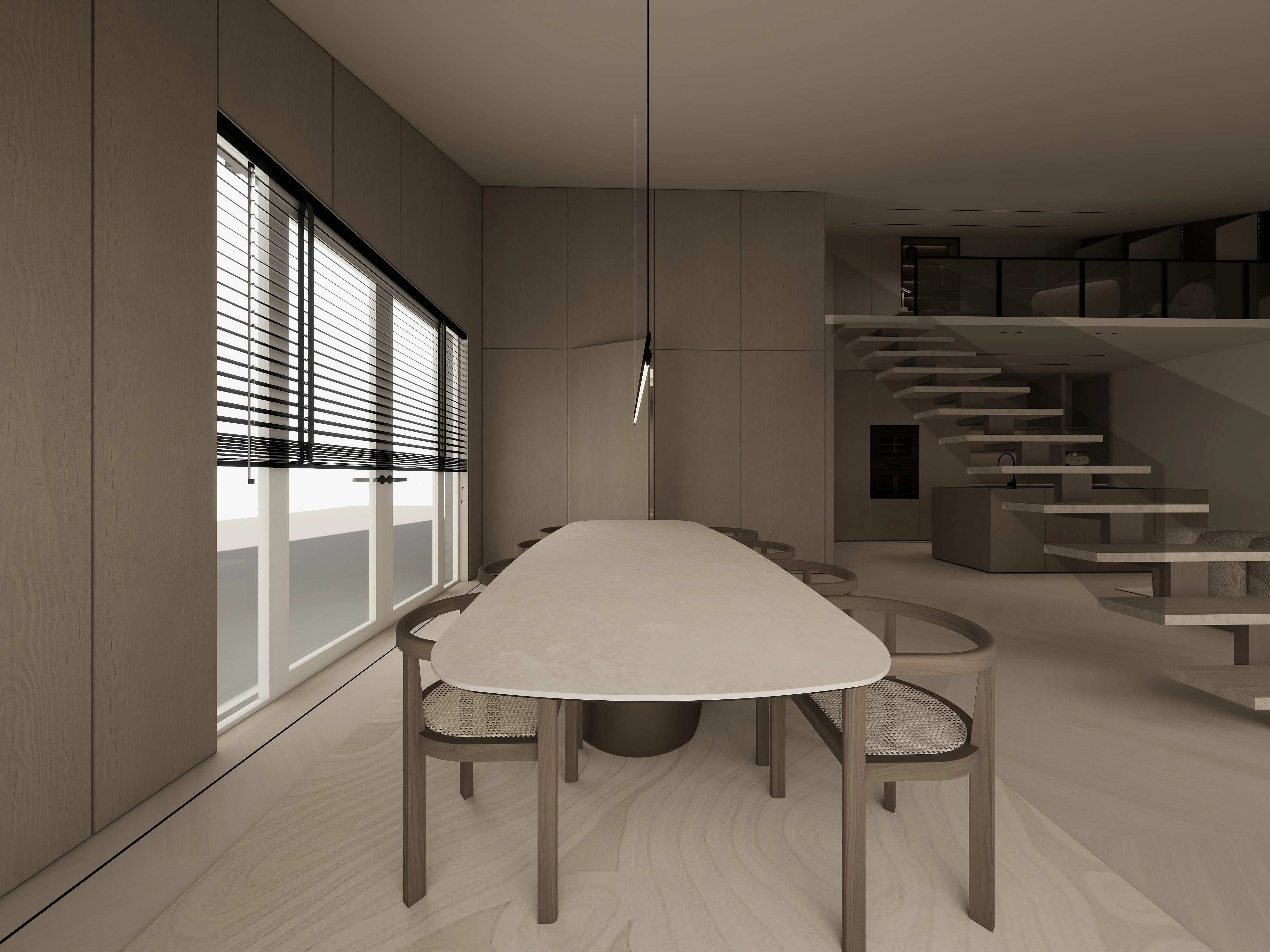 Ontwerp eetkamer zijaanzicht