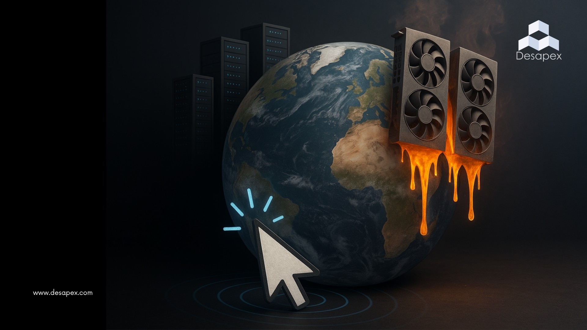 A man stands while two people sit at a table in an office setting, smiling and engaged in conversation. The mood is friendly and collaborative.