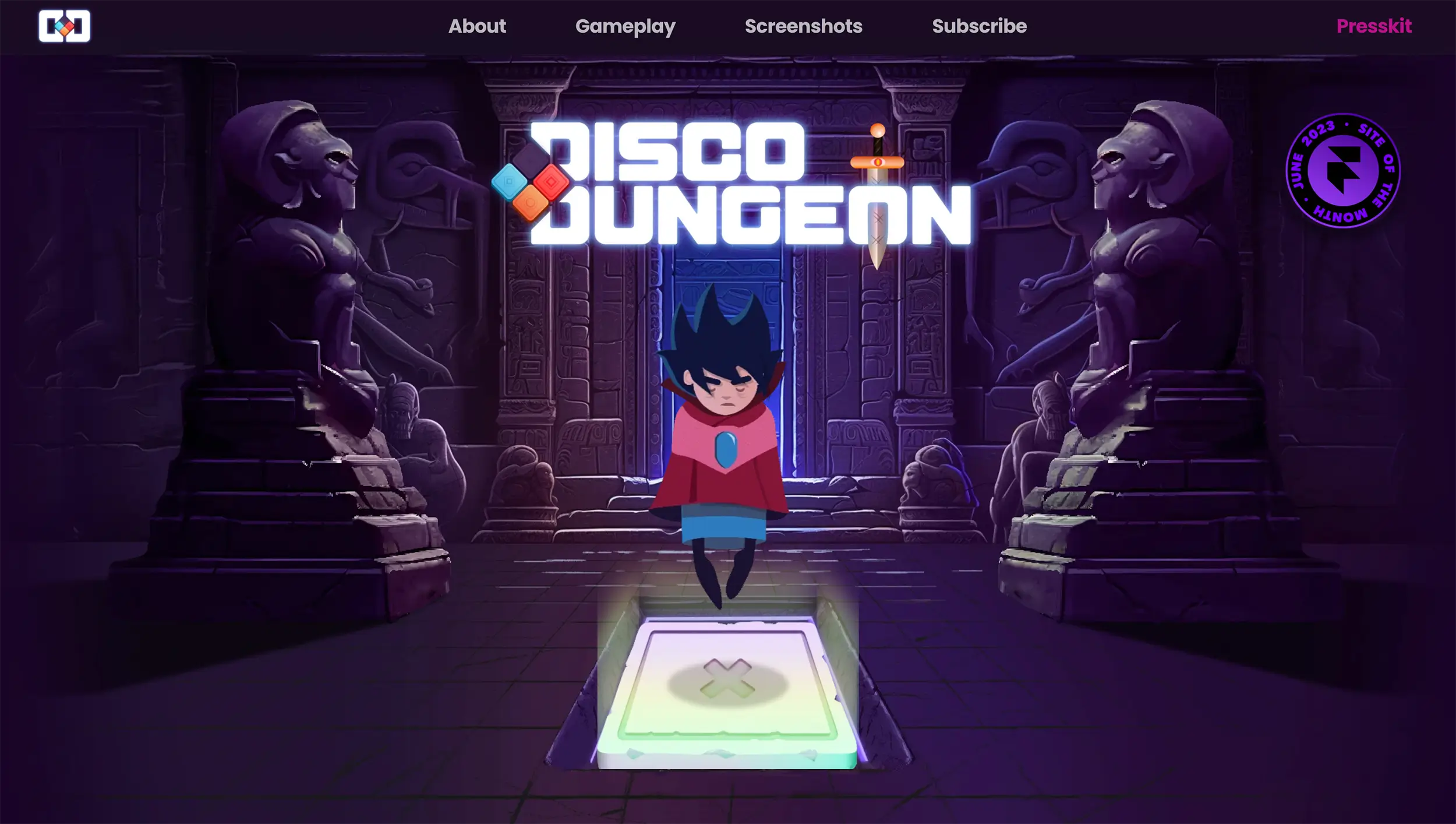 Disco Dungeon website developed using Framer