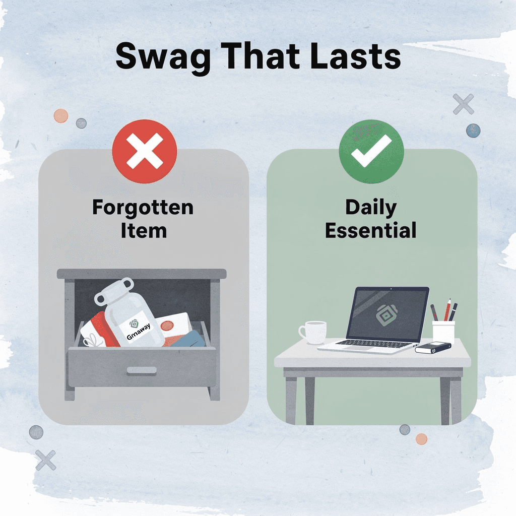 Before and after showing forgotten swag versus a daily-use essential