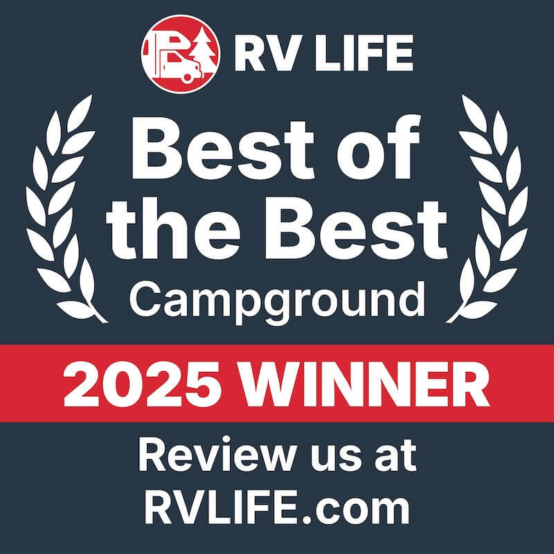 2025 Best of the Best award logo for Pine Hollow Campground from RV LIFE Campgrounds
