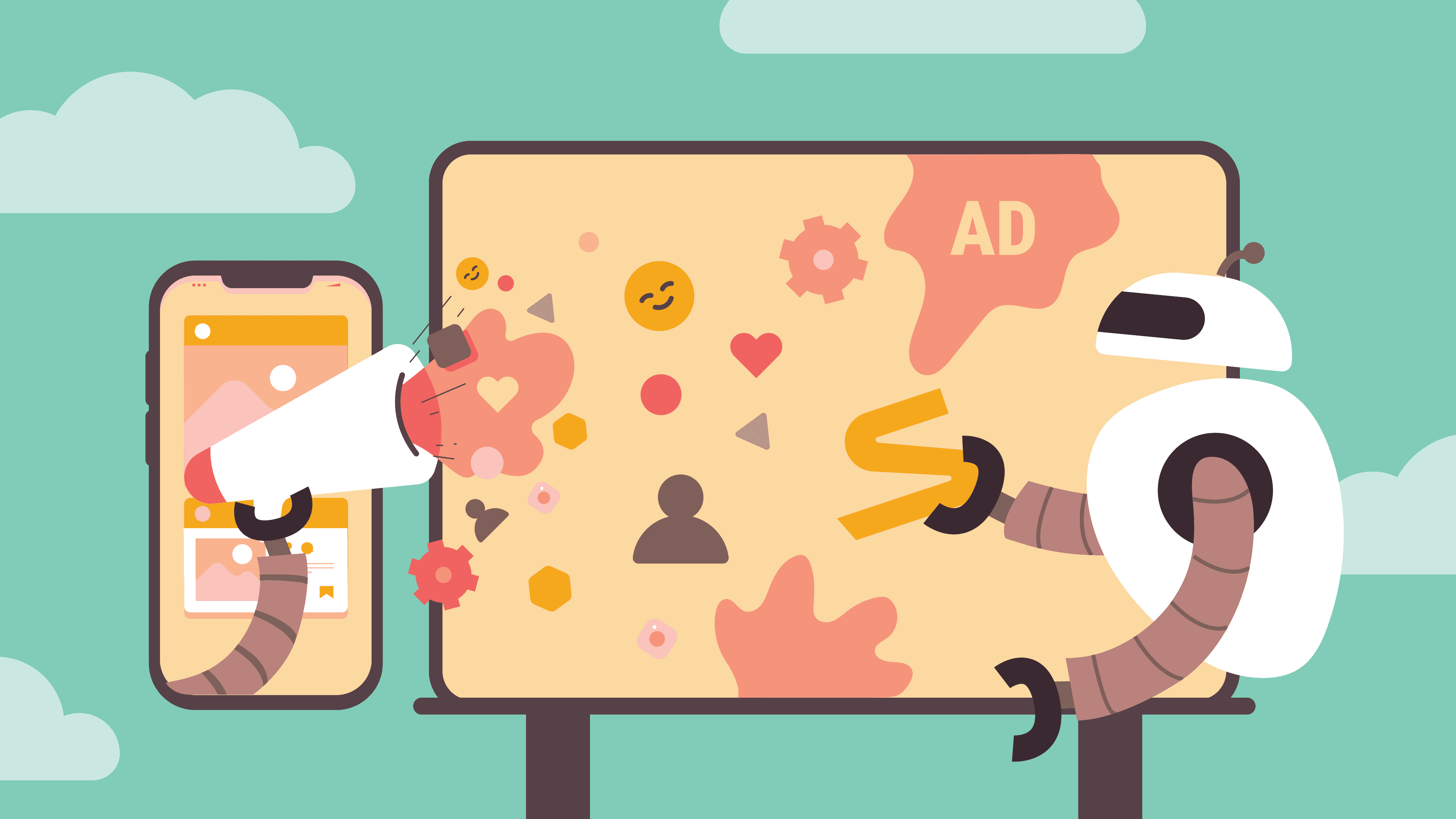 Animated robot grabbing the stukent logo on a computer