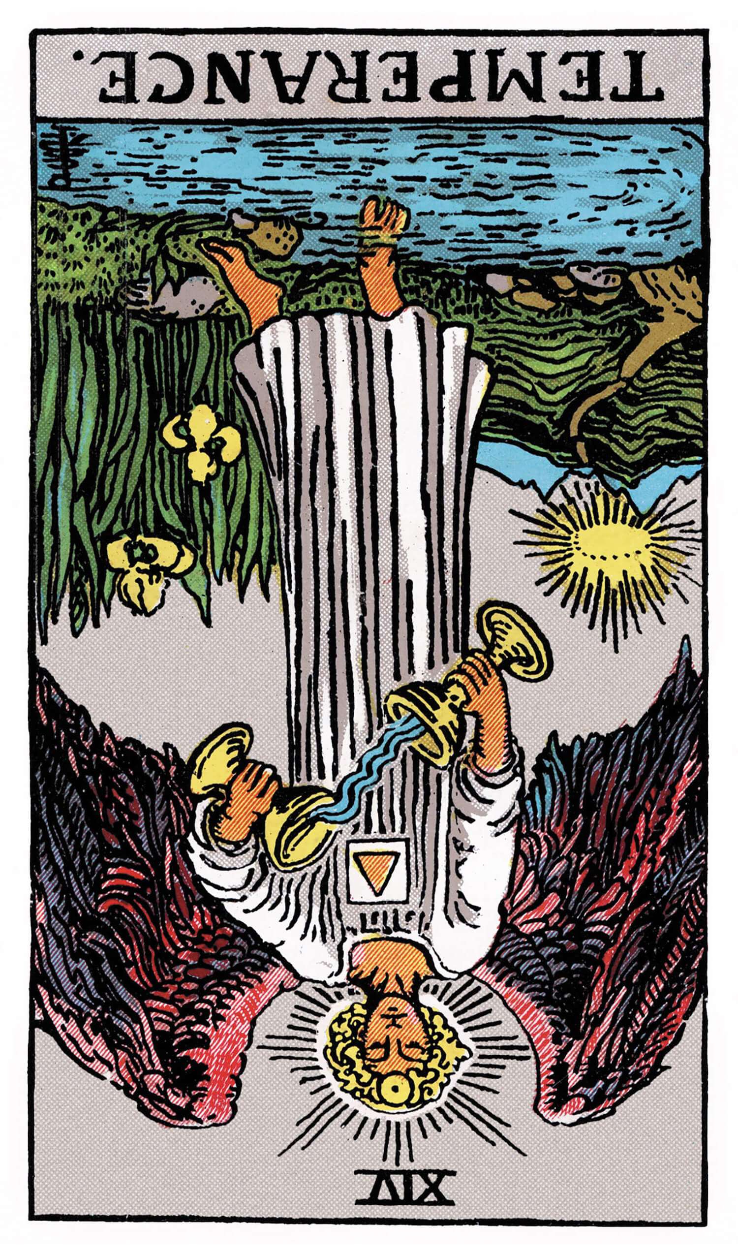 Image of Temperance reversed tarot card