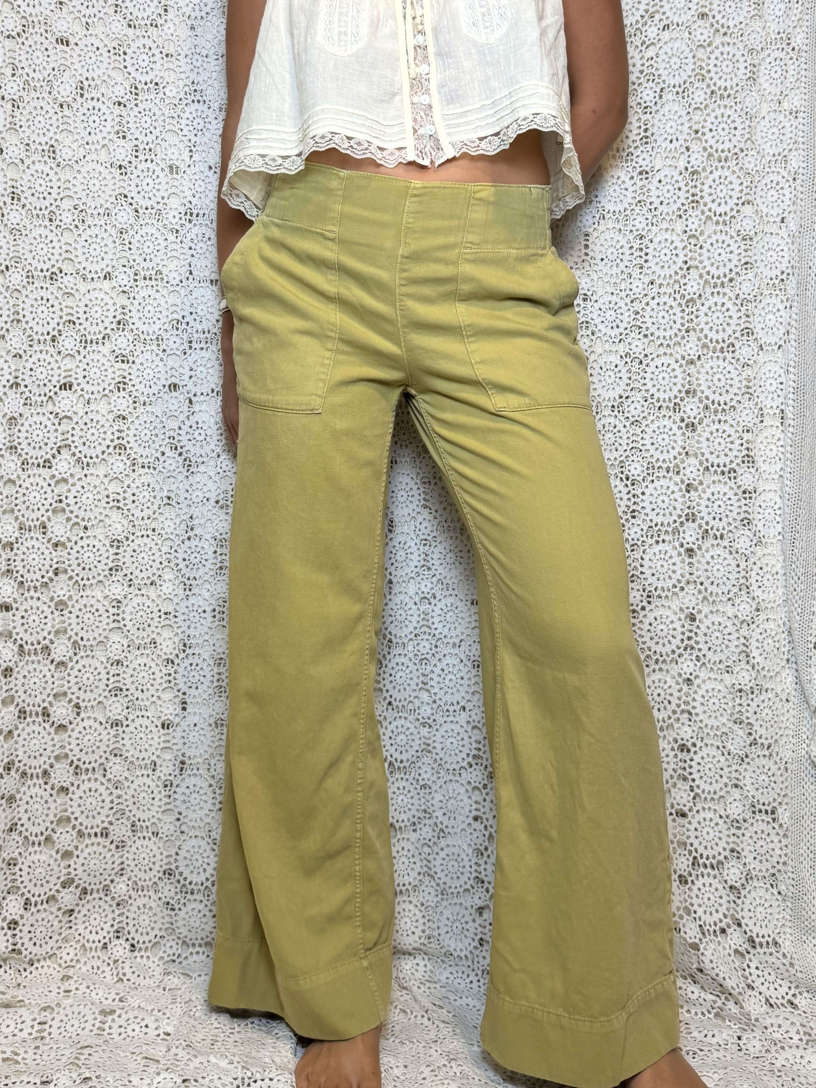 free people wide leg breezy denim pull on pants