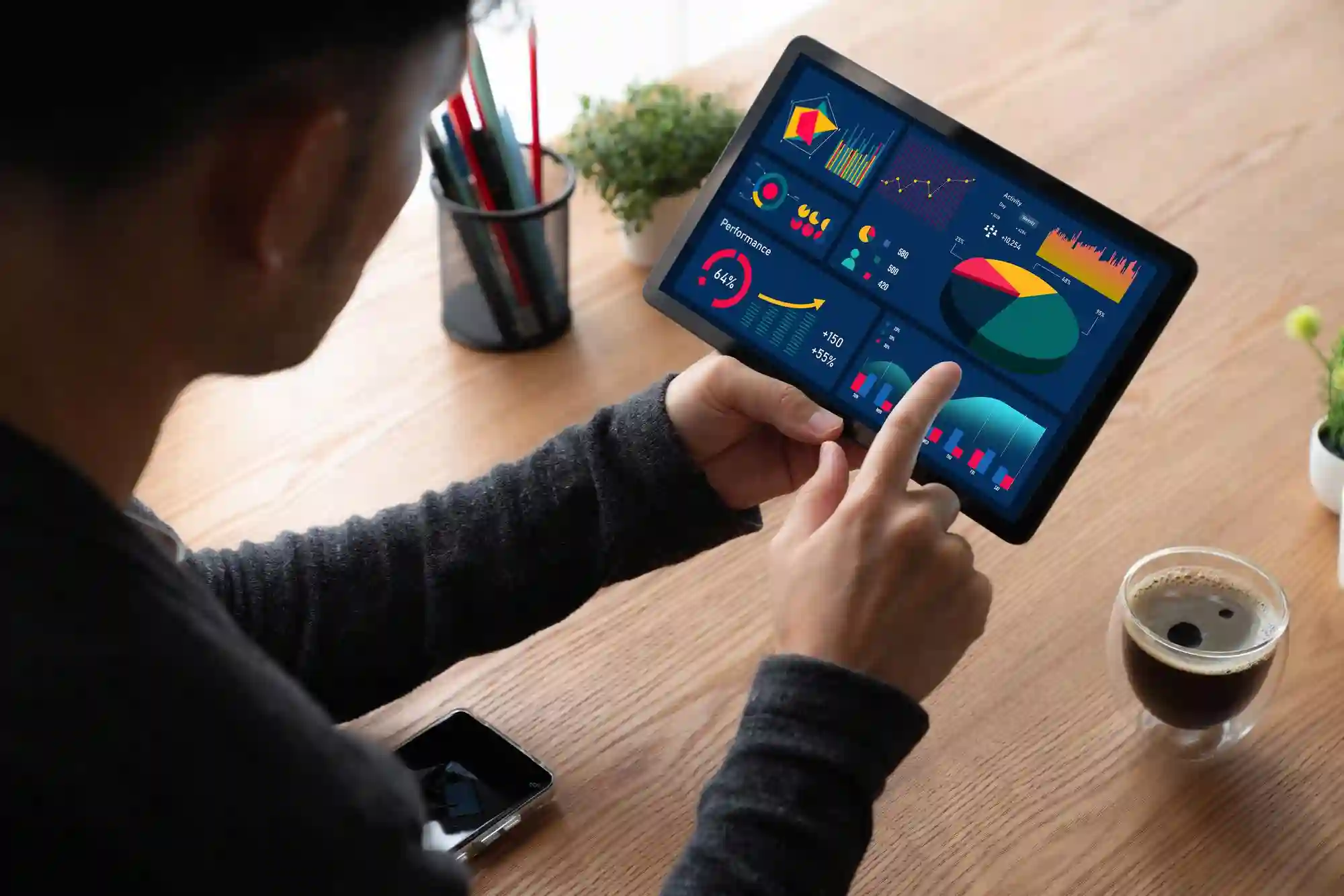 Creator using the Data Analytics block on a tablet to view insights from Video Inspirations.